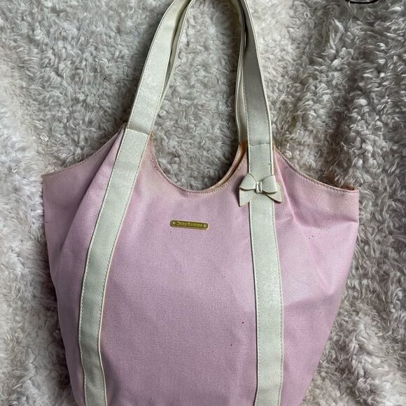 Juicy Couture Canvas metallic pink and white large tote bag. - Picture 2 of 14